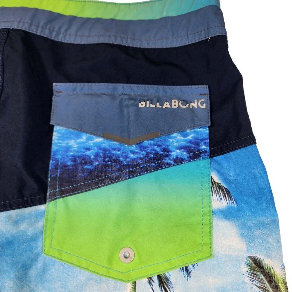 Billabong Board Shorts 29 Men Tropical Blue Green White Functional Fly 10
